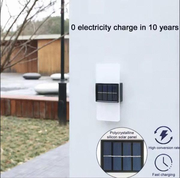 Pack x 2 - Aplique Solar LED Moderno Acrílico – Luz Blanca y Cálida